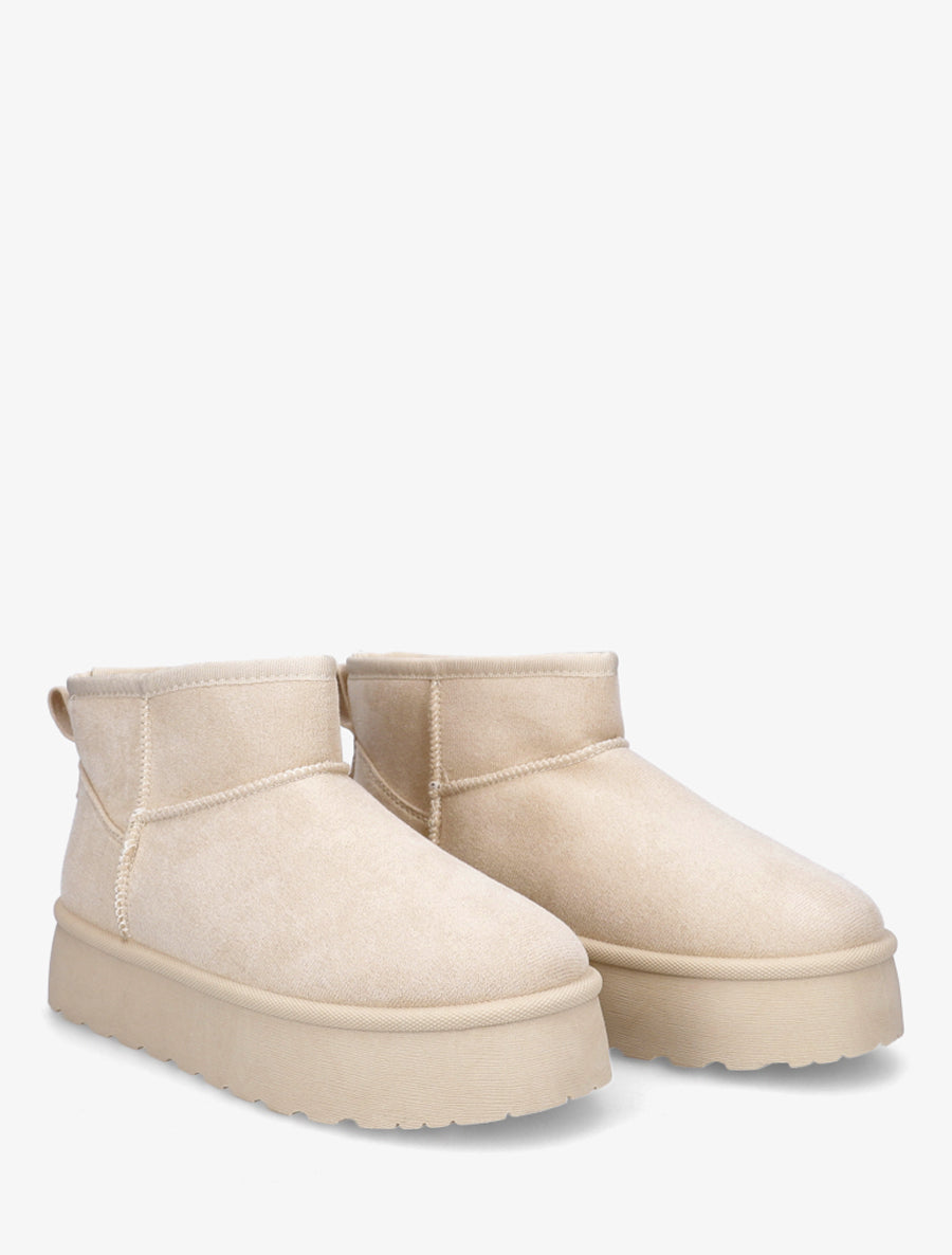 Bottines fourrées en suédine - Beige - 4