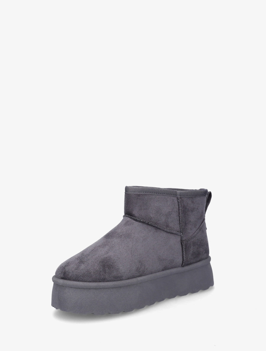 Bottines fourrées en suédine - Gris foncé - 3