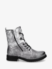 Bottines lacées à cheville effet python irisé - Gris - 1