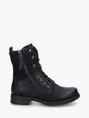 Bottines lacées à zip et empiècement python - Noir - 1