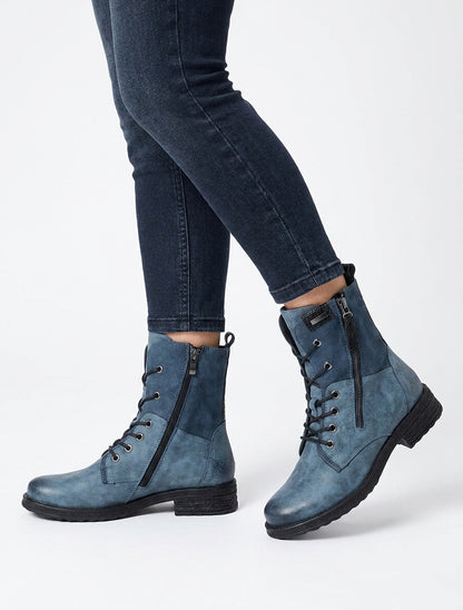 Veterlaarsjes met ritssluiting en python inzetstuk - Blauw