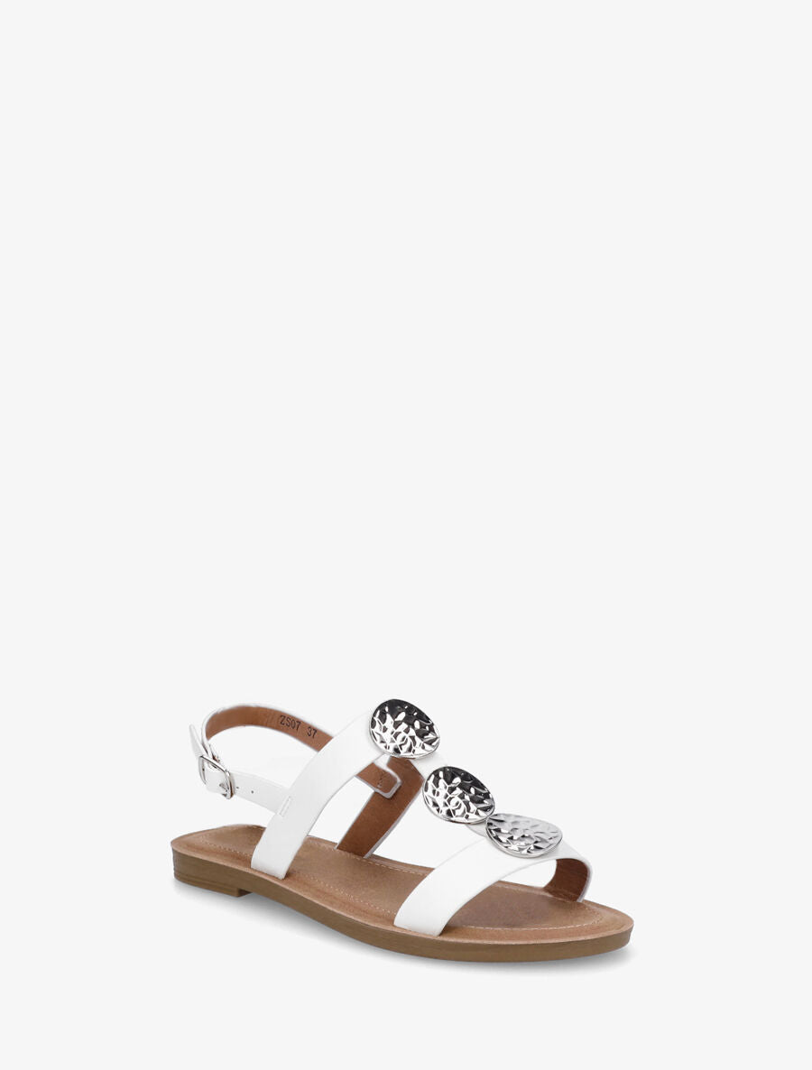 Nu-pieds à empiècements métal - Blanc - 2