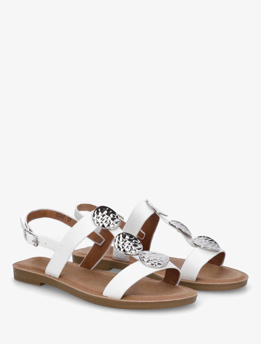 Nu-pieds à empiècements métal - Blanc - 4