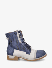 Bottines lacées irisées à perforations - Bleu - 1