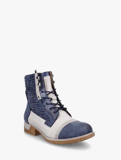 Bottines lacées irisées à perforations - Bleu - 2