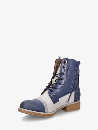 Bottines lacées irisées à perforations - Bleu - 3