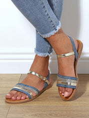 Nu-pieds à bride irisée et pailleté - Bleu - 1