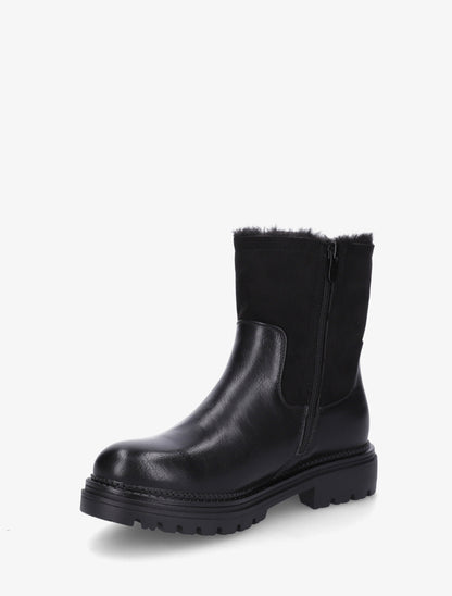 Bottines fourrées en simili et suédine - Noir - 3
