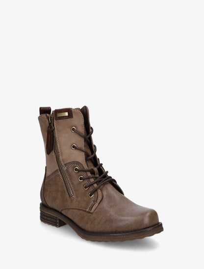 Bottines bimatière à lacets - Taupe - 2