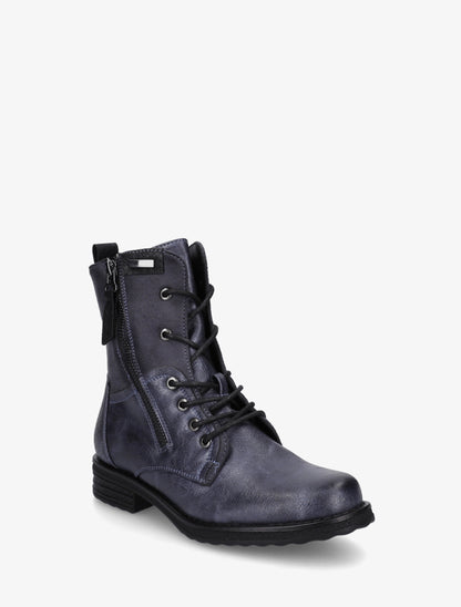 Bottines bimatière à lacets - Bleu - 2