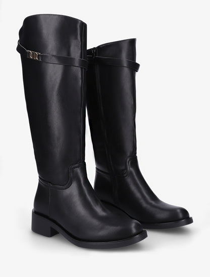 Bottes en simili à lannière décorative - Noir - 4