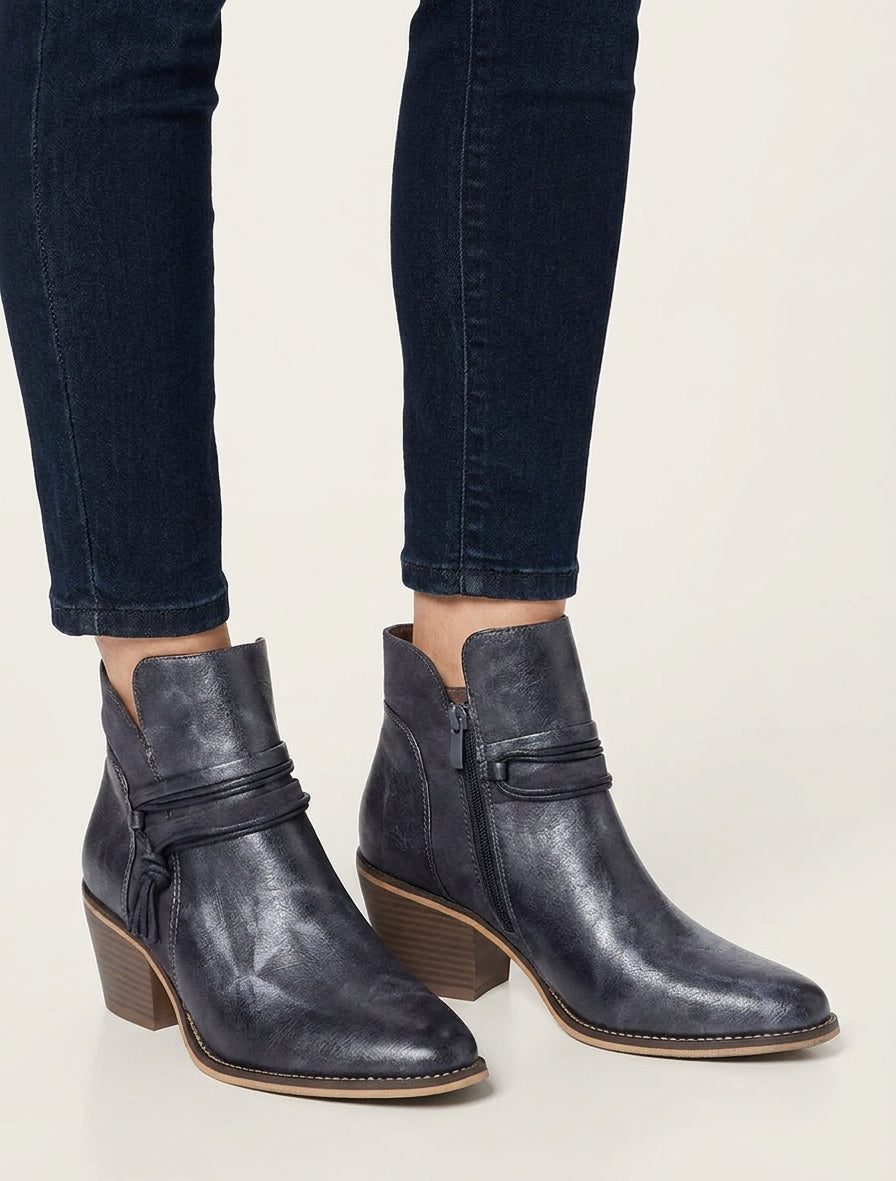 Bottines irisées à liens décoratifs - Bleu foncé