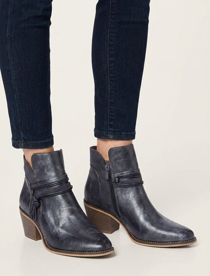 Bottines irisées à liens décoratifs - Bleu foncé