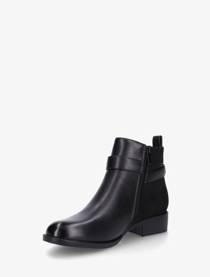 Bottines en simili à contrefort en suédine - Noir/or - 3