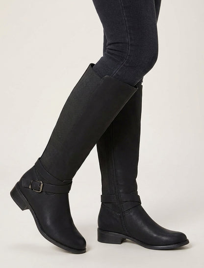 Bottes élastiquées à sangle et boucle - Noir