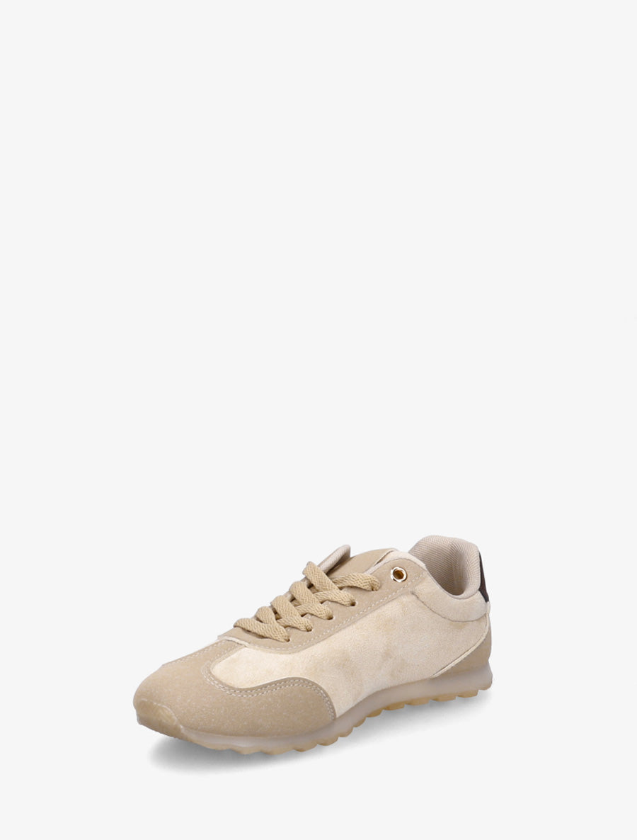 Sneakers unies en suédine - Beige - 3
