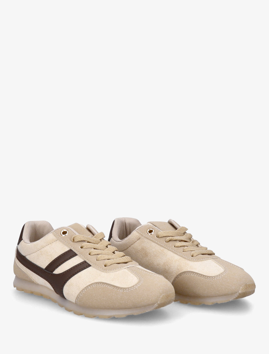 Sneakers unies en suédine - Beige - 4