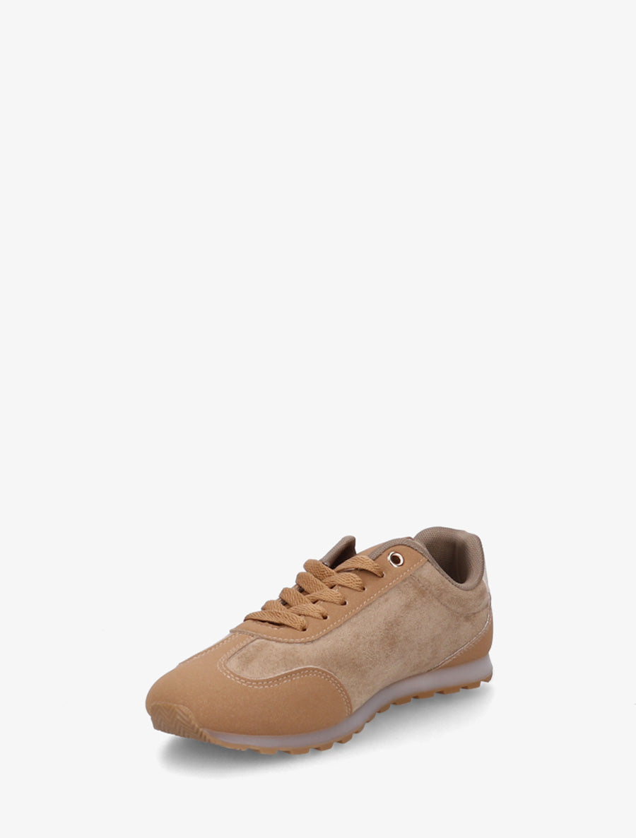 Sneakers unies en suédine - Camel - 3
