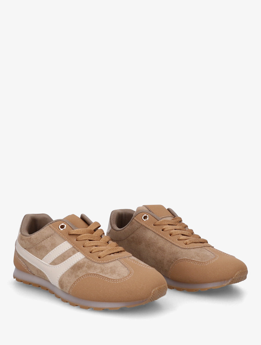 Sneakers unies en suédine - Camel - 4