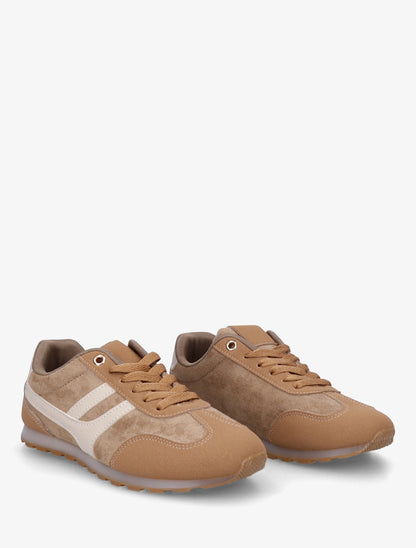 Sneakers unies en suédine - Camel - 4