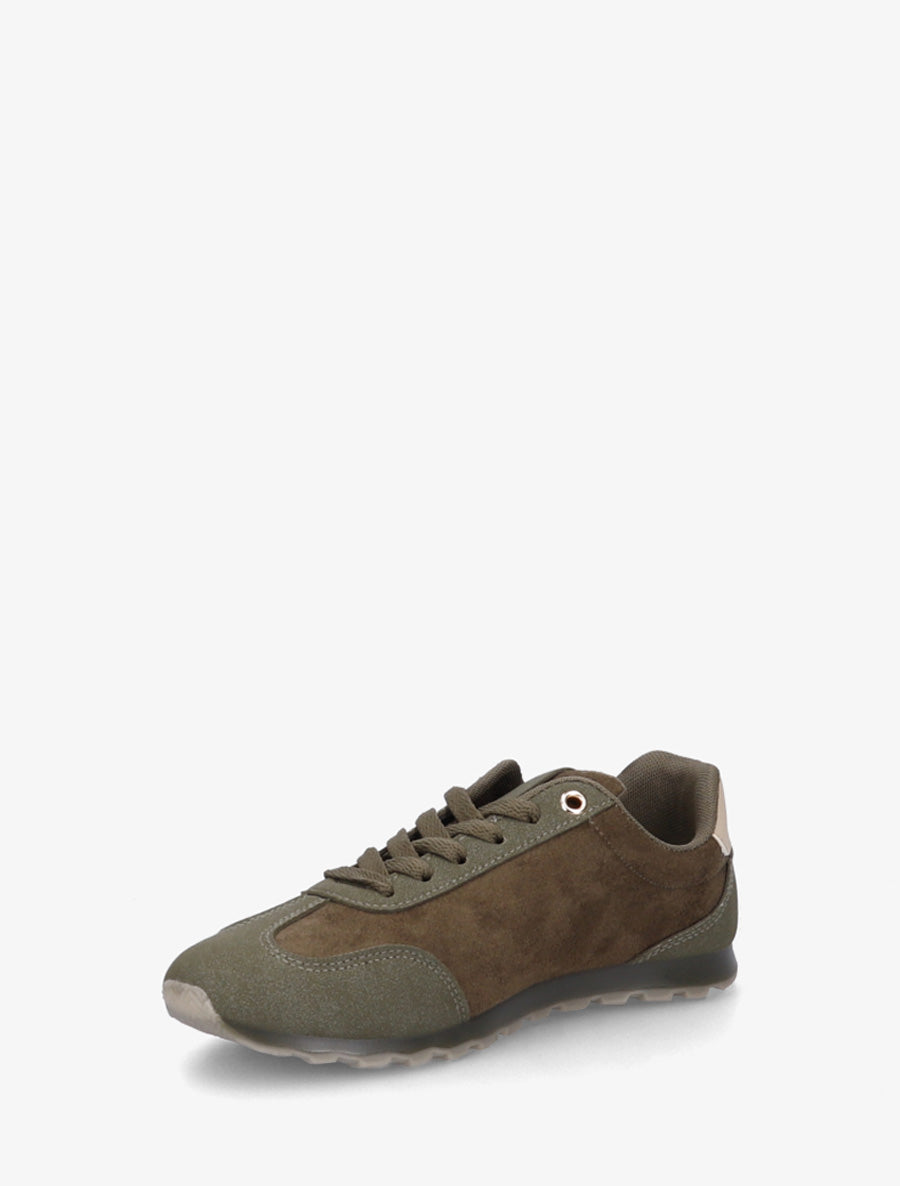 Sneakers unies en suédine - Kaki - 3