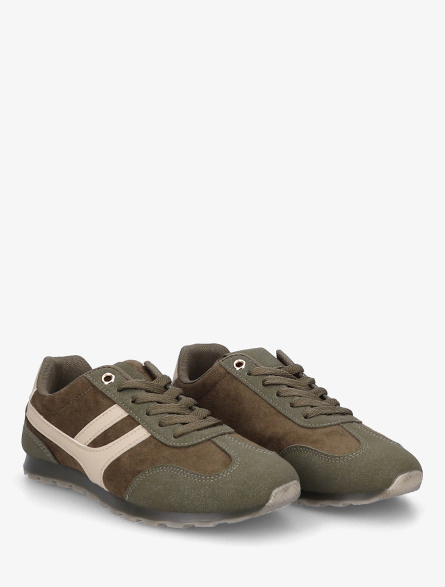 Sneakers unies en suédine - Kaki - 4
