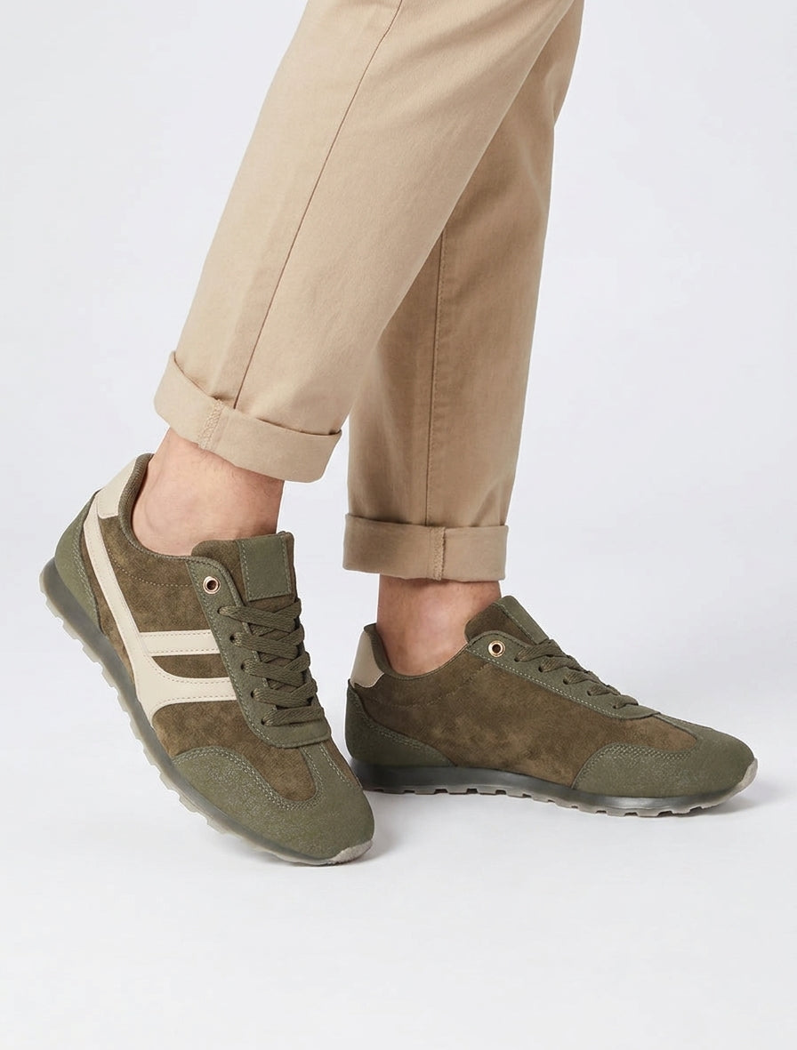 Sneakers unies en suédine - Kaki