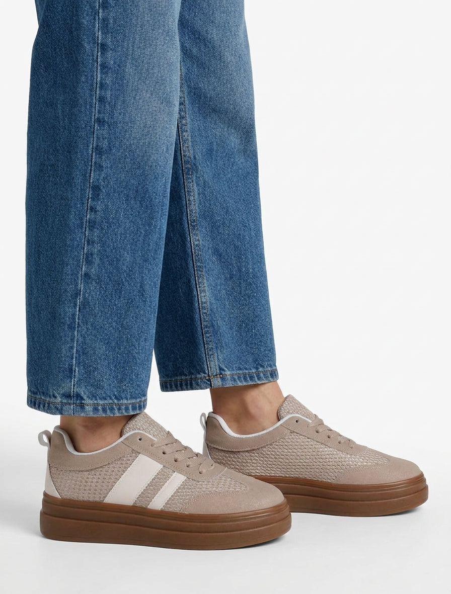 Sneakers met mesh inzetstuk en nubuck effect - Mol
