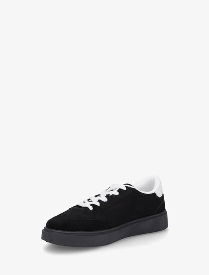 Baskets effet nubuck à empiècement contrastant - Noir - 3