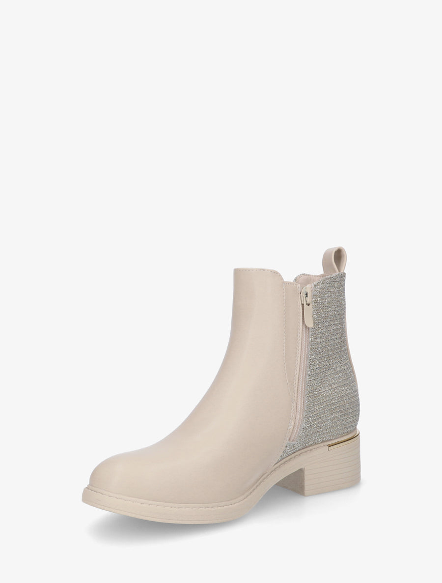 Bottines élastiquées à contrefort irisé - Beige - 3