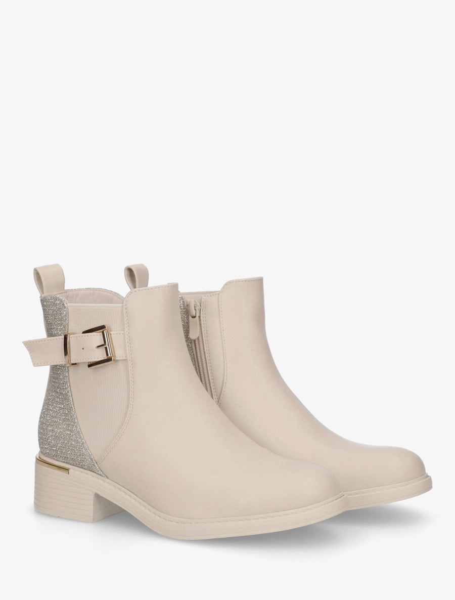 Bottines élastiquées à contrefort irisé - Beige - 4