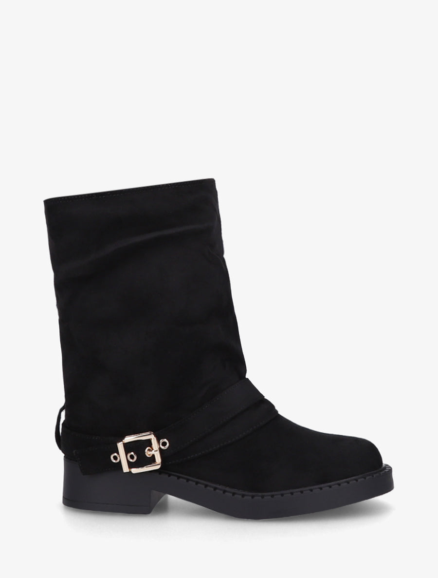 Bottines renversées en suédine - Noir - 1