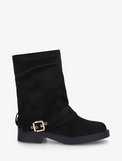 Bottines renversées en suédine - Noir - 1
