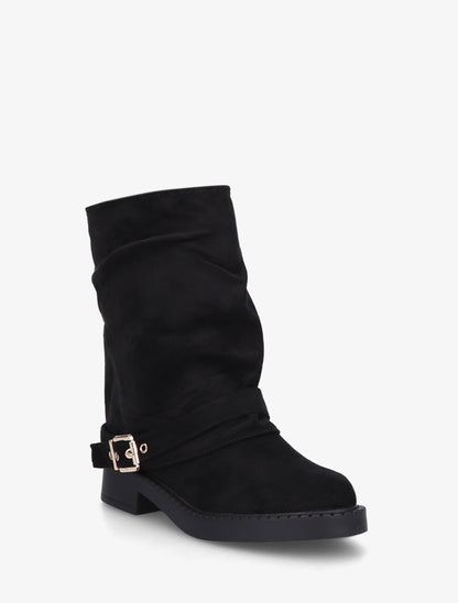 Bottines renversées en suédine - Noir - 2