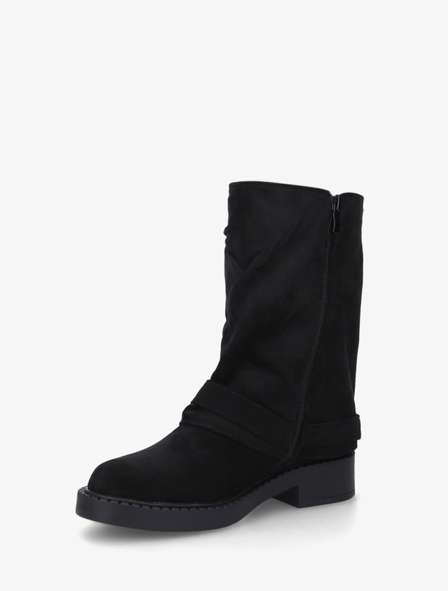 Bottines renversées en suédine - Noir - 3