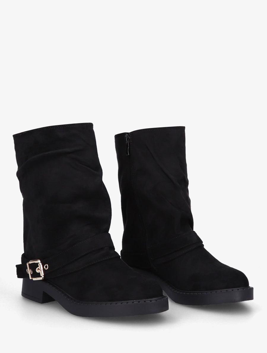 Bottines renversées en suédine - Noir - 4