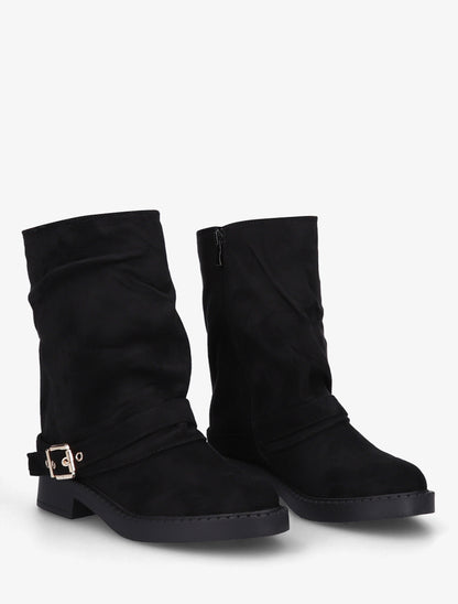 Bottines renversées en suédine - Noir - 4