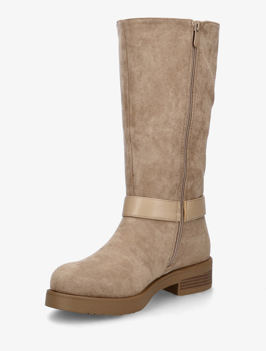 Bottes en suédine sanglées - Beige - 3