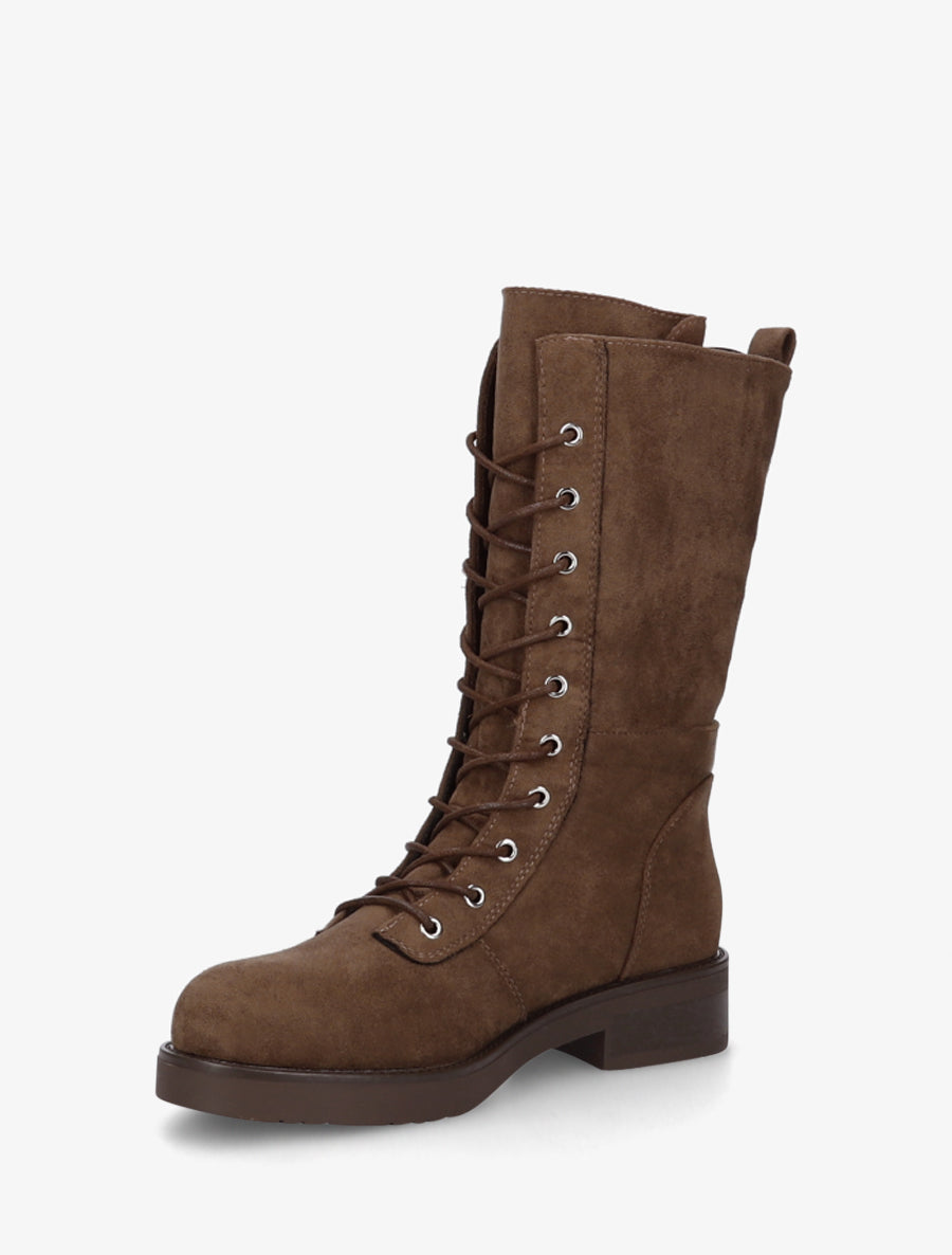 Bottines montantes à lacets et poches décoratives - Marron - 3