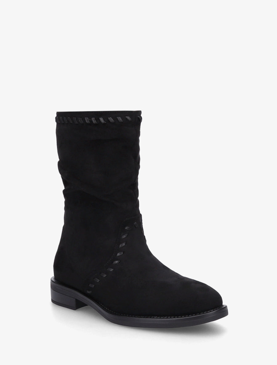 Bottines en suédine à coutures apparentes - Noir - 2
