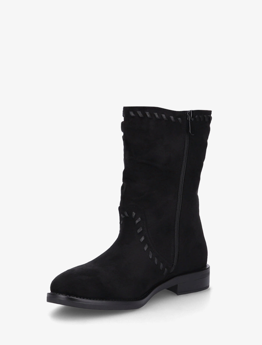 Bottines en suédine à coutures apparentes - Noir - 3