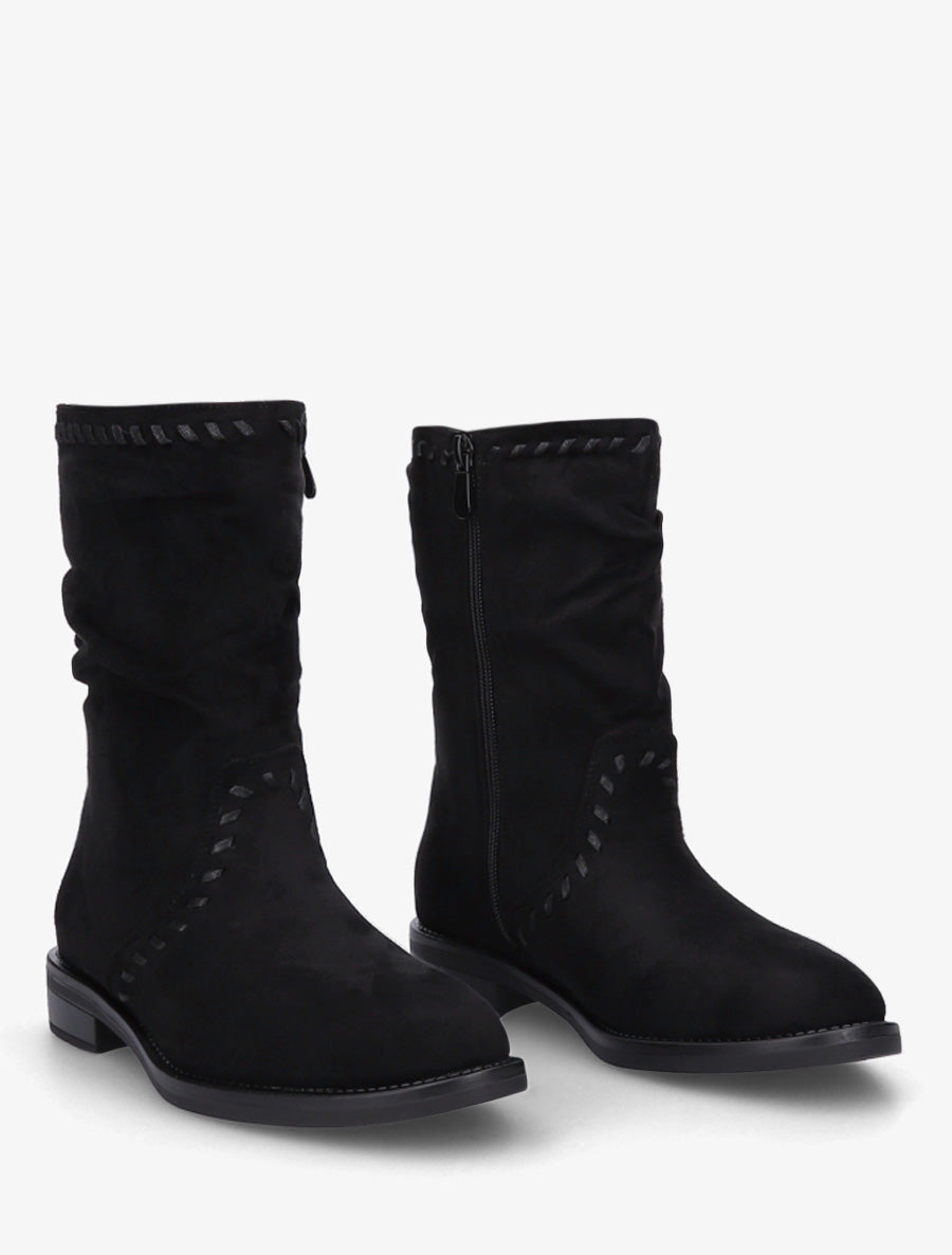 Bottines en suédine à coutures apparentes - Noir - 4