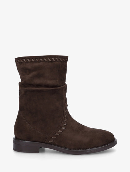 Bottines en suédine à coutures apparentes - Chocolat - 1