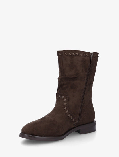 Bottines en suédine à coutures apparentes - Chocolat - 3