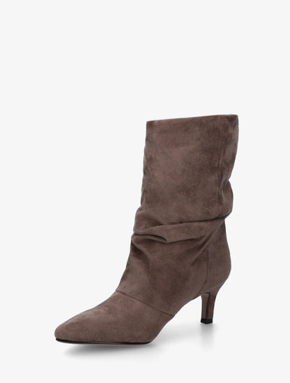 Bottines en suédine froncé bouts pointus - Taupe - 3