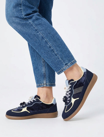 Sneakers à empiècement velours - Marine
