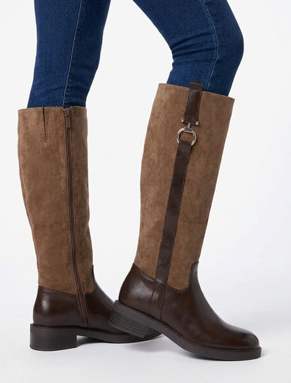 Bottes cavalière à boucle bijou - Marron