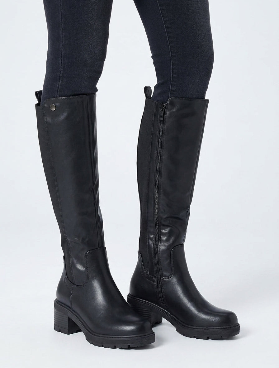 Bottes élastiquées à talon - Noir