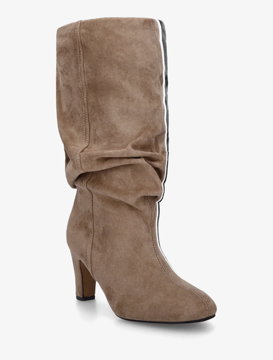 Bottes en suédine froncées à bouts ronds - Taupe - 2