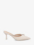 Mules satinées à strass et bouts pointus - Beige - 1